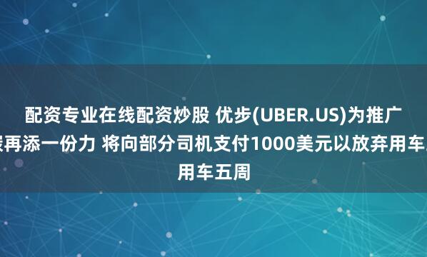 配资专业在线配资炒股 优步(UBER.US)为推广低碳再添一份力 将向部分司机支付1000美元以放弃用车五周